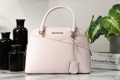 Michael Kors Jet Set Travel Medium Powder Blush Leather Dome X Cross Satchel Bag